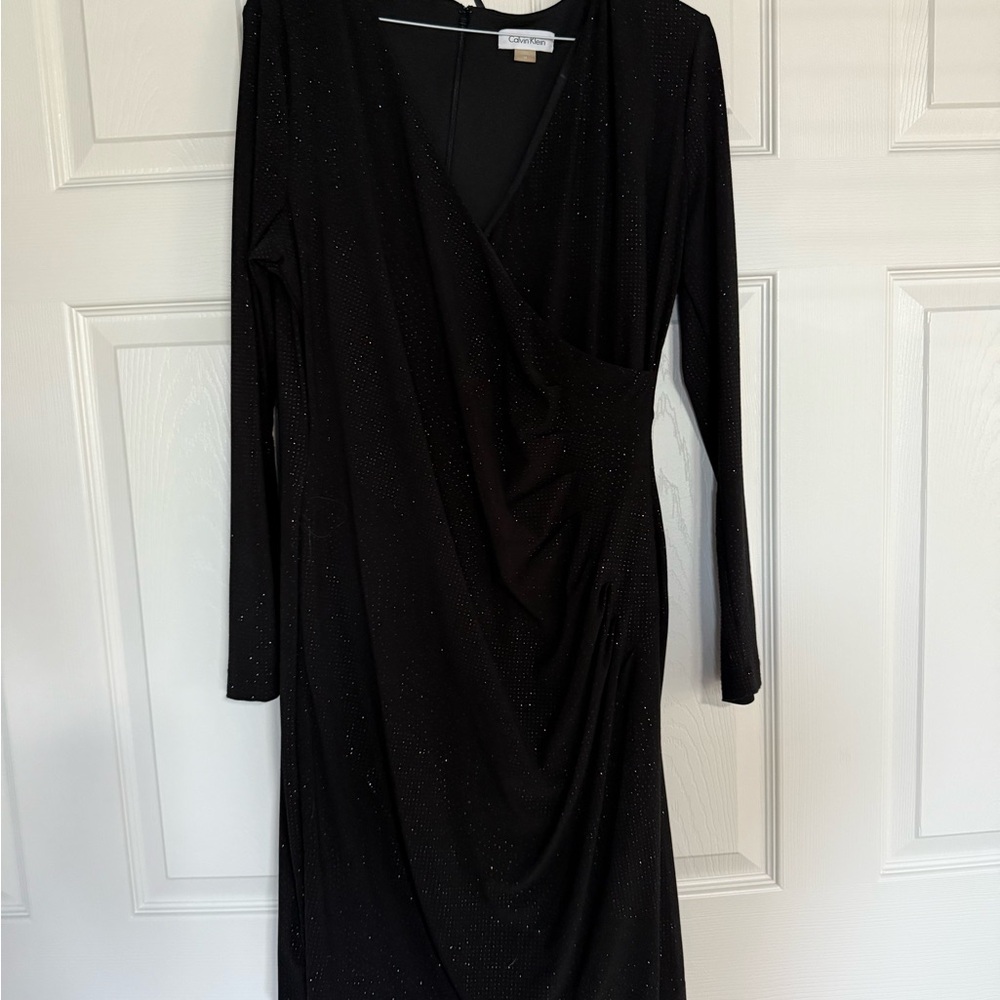 Calvin Klein Black V-Neck Sparkling Dress